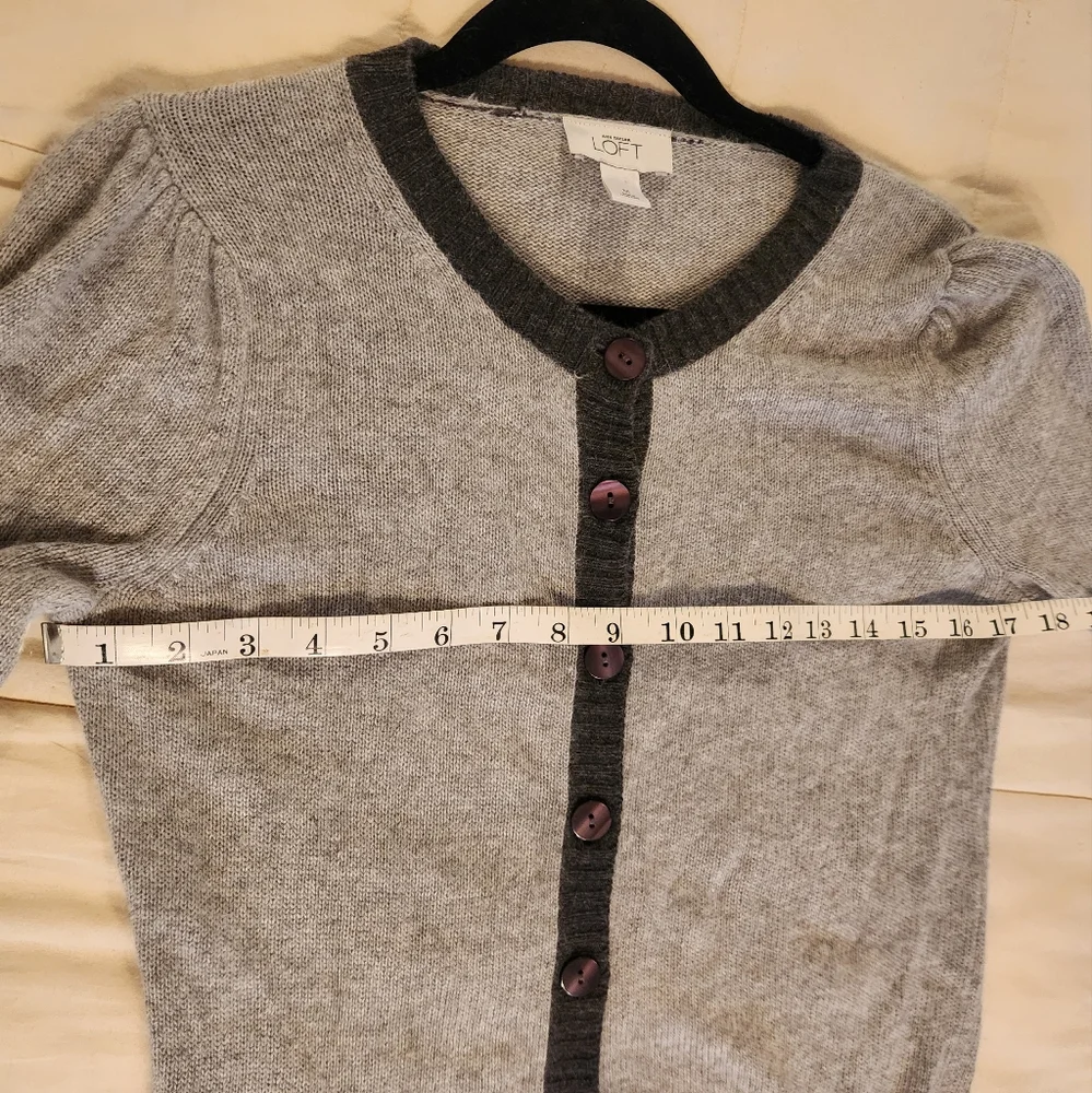 Ann Taylor LOFT Cardigan Sweater, Heathered Gray, Rabbit Hair Blend Sz Med EUC